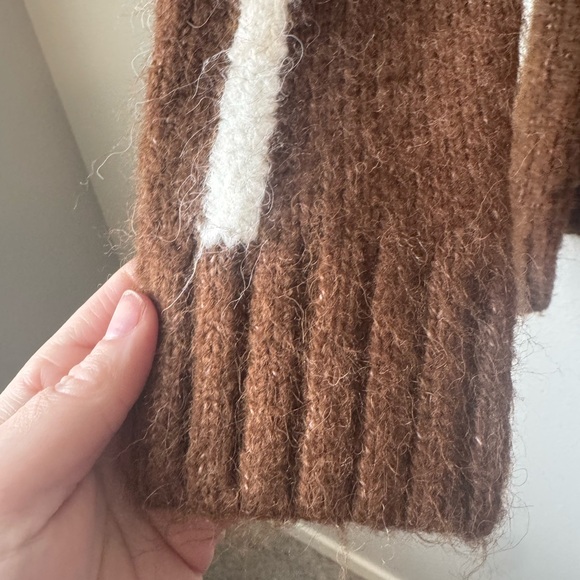 Brown Sweater with White Stripes Wool Blend - Picture 4 of 7